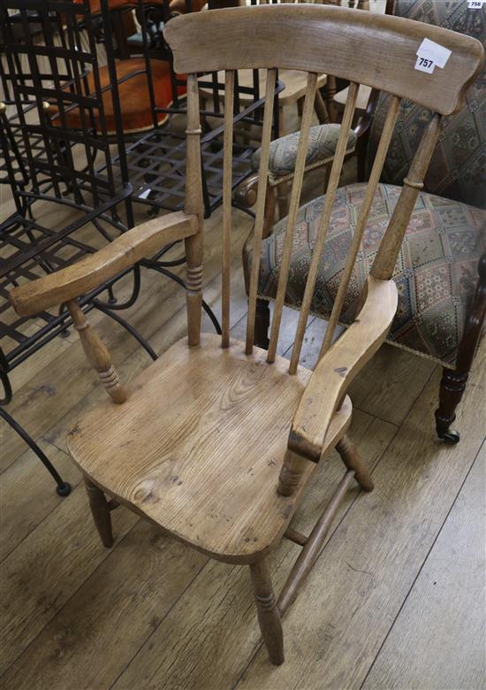 A late Victorian beech and elm kitchen chair